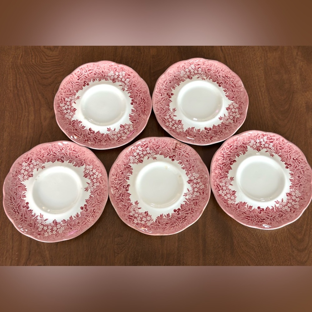 ANNE HATHAWAY COTTAGE J&G MEAKIN ROMANTIC ENGLAND WARWICKSHIRE SET OF 6 Saucers.